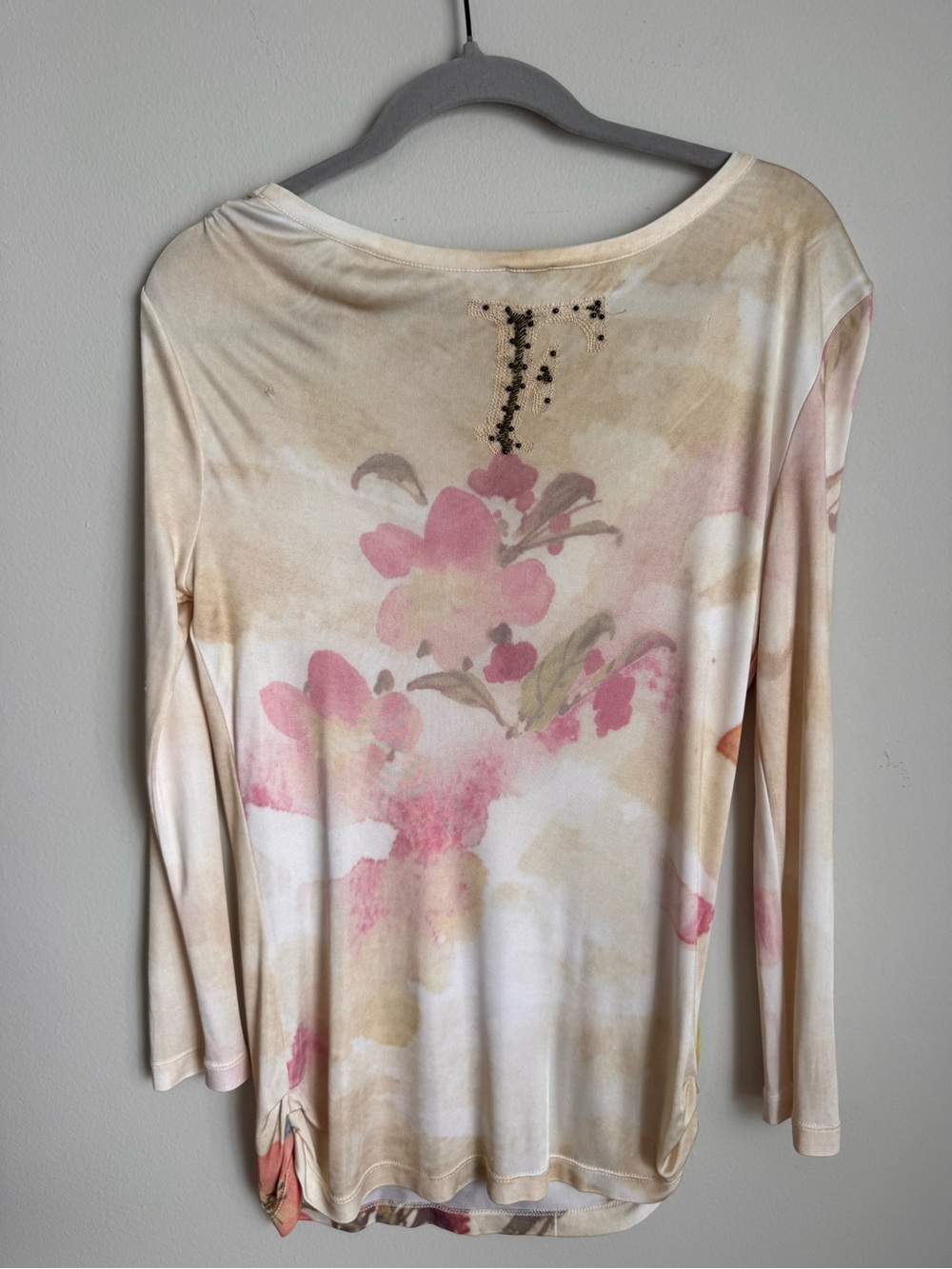 Vintage FERRE Floral Lounge Set 44 | Watercolor Print Top & Wide Leg Pants - Picture 8 of 16